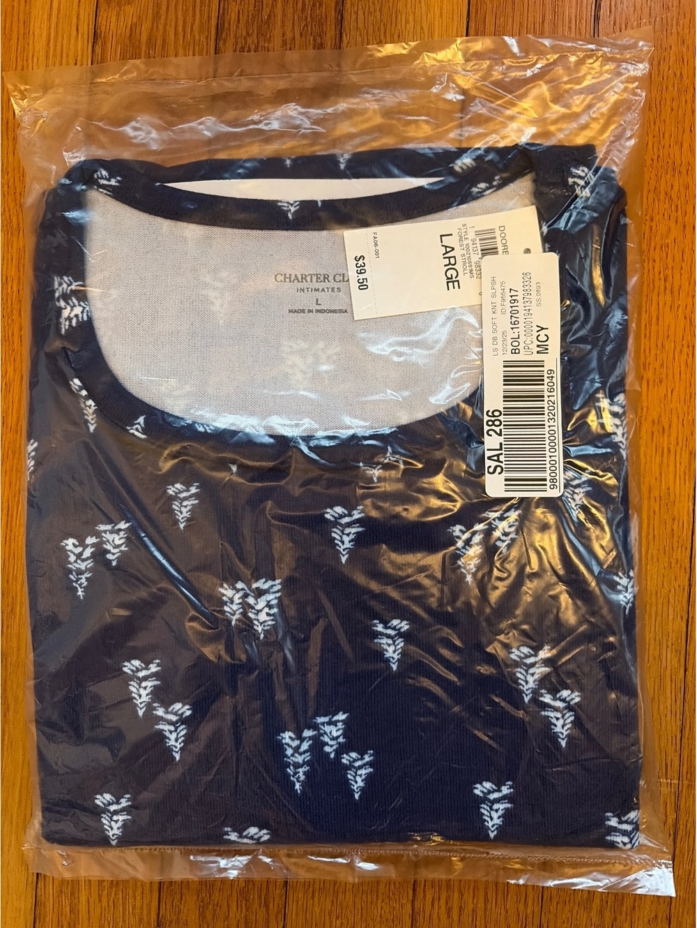 Charter Club Forest Stroll Navy Nightgown L NWT Botanical Cottagecore Cozy Gift